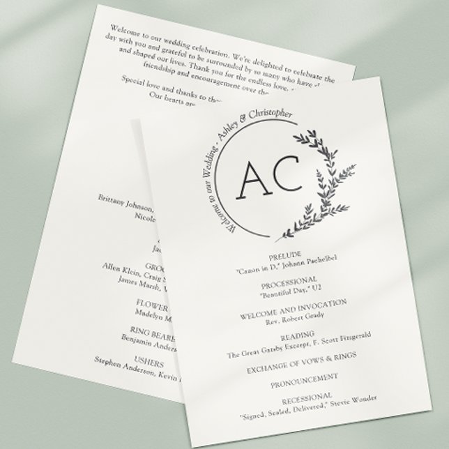 Programa Casamento Branco Moderno de Moldura de Folhagem Mi (Criador carregado)