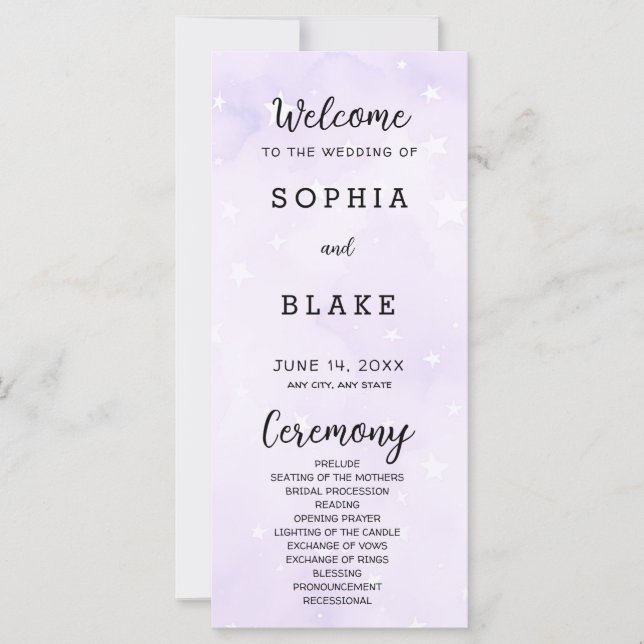 Programa Casamento Celestial de Estrelas Roxas e B (Frente)