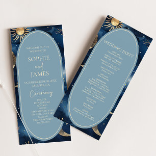 Programa Casamento Celestial Elegante Céu Estrelado Dourado