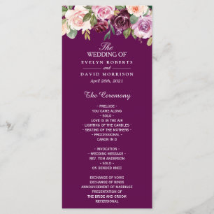 Programa Casamento Chic Floral Com Blush Roxo Plum Lilac