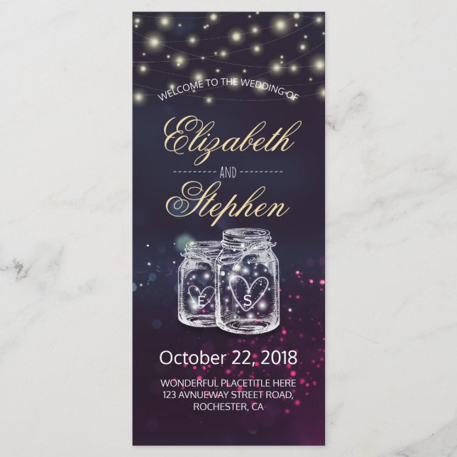 Programa Casamento Chic Mason Jar Purple String Li (Frente)