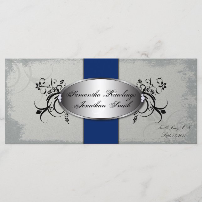 Programa Casamento Cinza Elegante Royal Vintage Fl (Frente)