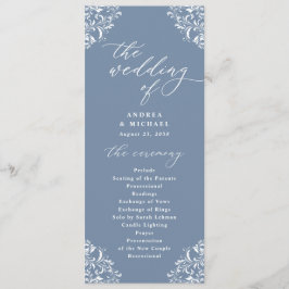 Programa Casamento Clássico de Vintagem Azul Elegante