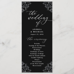 Programa Casamento Clássico de Vintagem Branca e Preta Eleg