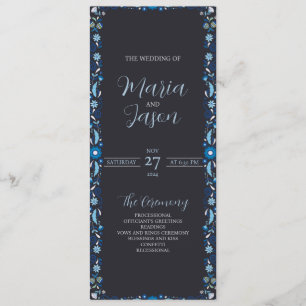 Programa Casamento Clássico Elegante Azul-Marinho Mexicano
