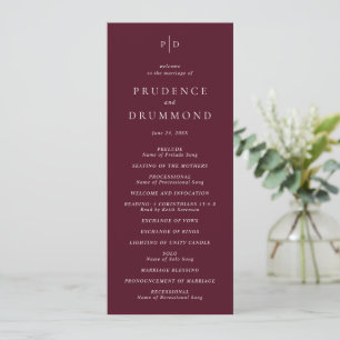 Programa Casamento Clássico Elegante Burgundy Profundo
