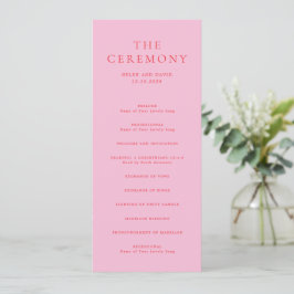 Programa Casamento Clássico Elegante Rosa e Vermelho