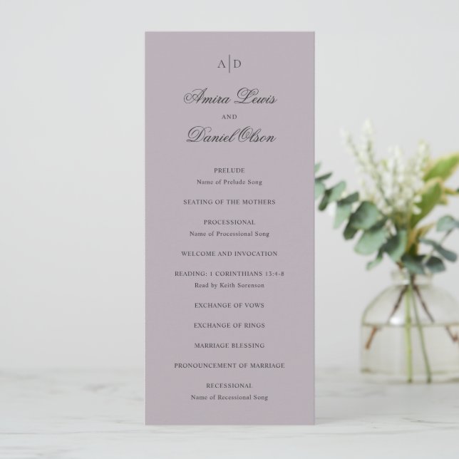 Programa Casamento Clássico Limpo Dusty Lilac (Em pé/Frente)