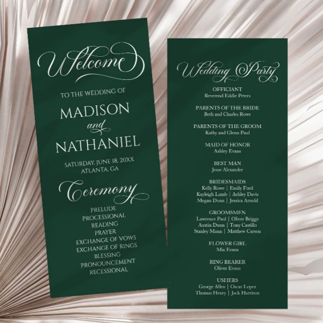 Programa Casamento Clássico Minimalista Elegante Verde Esme (Criador carregado)
