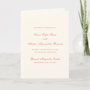Programa Casamento Clássico Moderno de Terracota Elegante