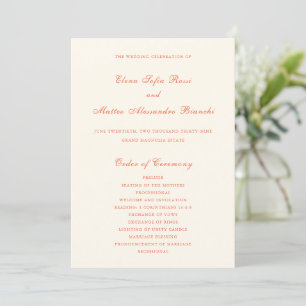 Programa Casamento Clássico Moderno de Terracota Elegante