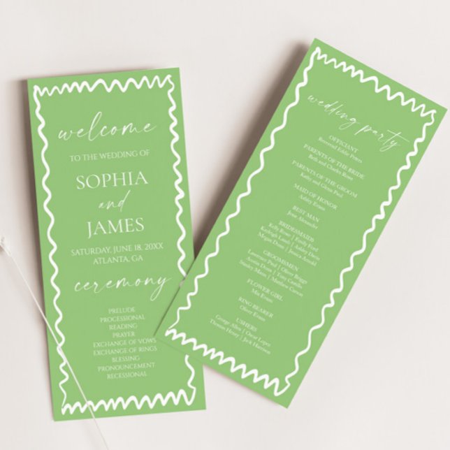 Programa Casamento com Borda Ondulada Verde Cítrico Caprich (Criador carregado)