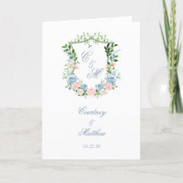 Programa Casamento com Crista Floral Azul Empoeirado