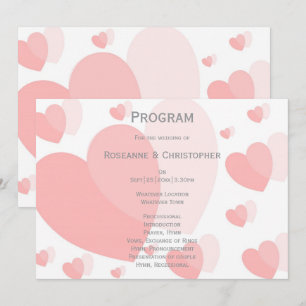 Programa Casamento com Design de Corações Cor-de-Rosa