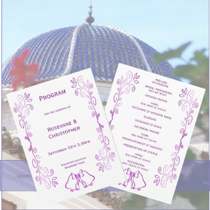 Programa Casamento com Design de Rolagem de Bells Roxos