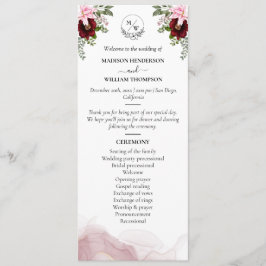 Programa Casamento com Flor Elegante Burgundy