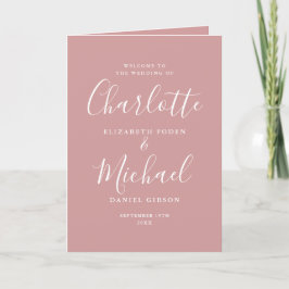 Programa Casamento com Letra de Assinatura Elegante Rosa Em