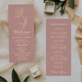 Programa Casamento com Tipografia Dourada Chic Elegant