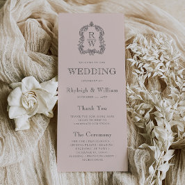 Programa Casamento Cor-de-rosa com pincel embebido em monog