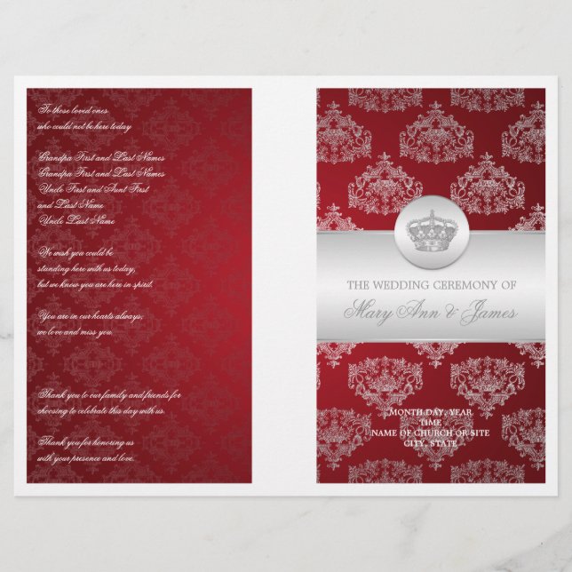Programa Casamento Coroa Real Vermelha (Frente)