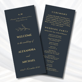 Programa Casamento Cristão Minimalista Botânico Carvão 