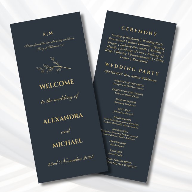 Programa Casamento Cristão Minimalista Botânico Carvão  (Criador carregado)