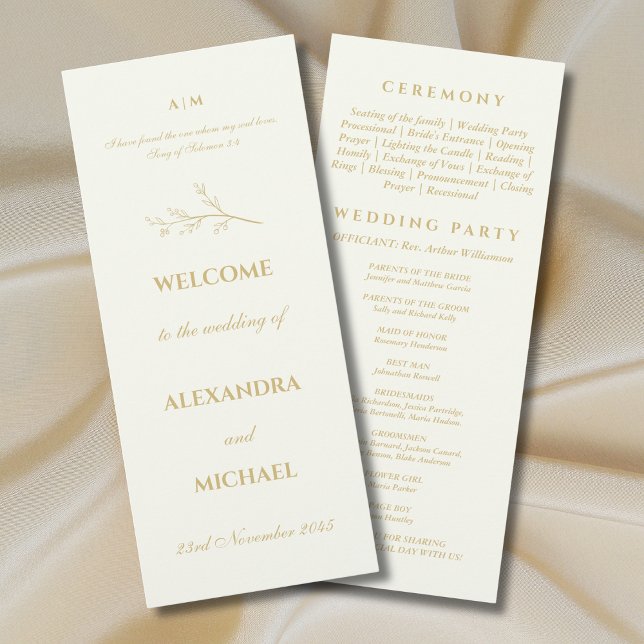 Programa Casamento Cristão Minimalista Botânico Marfim (Criador carregado)
