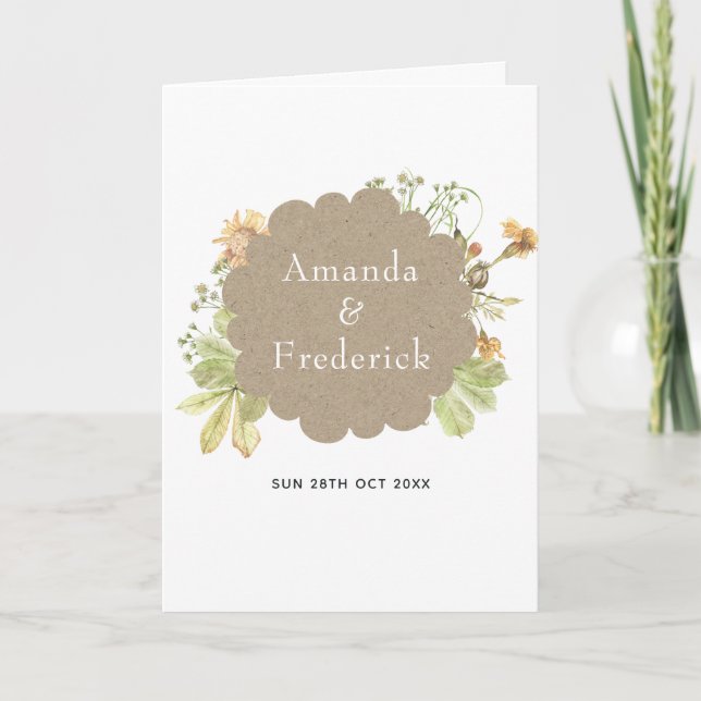 Programa Casamento da Floresta Rustic Watercolor (Frente)