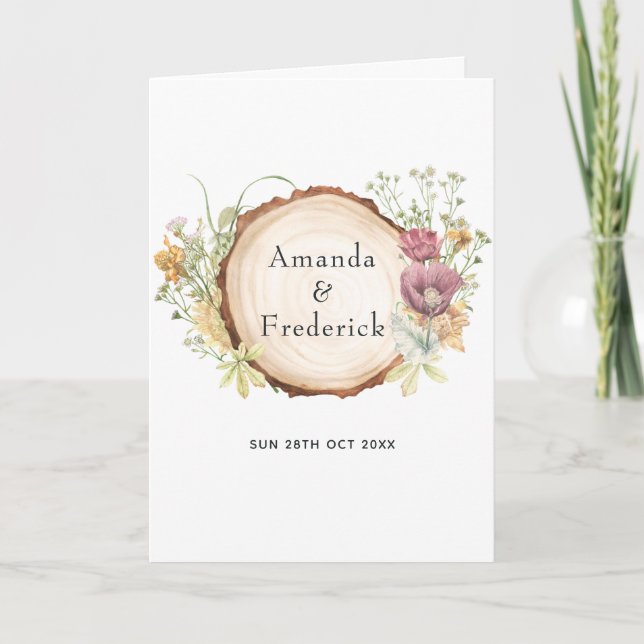Programa Casamento da Floresta Rustic Watercolor (Frente)