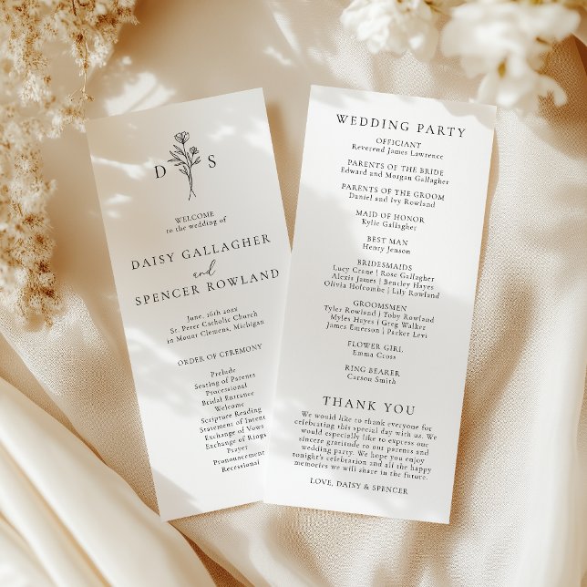 Programa Casamento de Altura Simples de Monograma Floral Br (Criador carregado)