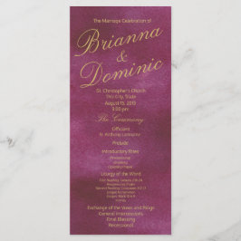 Programa Casamento de amora e Dourada Watercolor