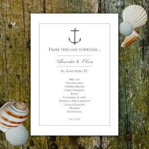 Programa Casamento de Âncora Náutica Simples   Branco