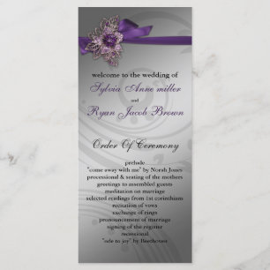 Programa Casamento de broche de vintage com fita FAUX púrpu