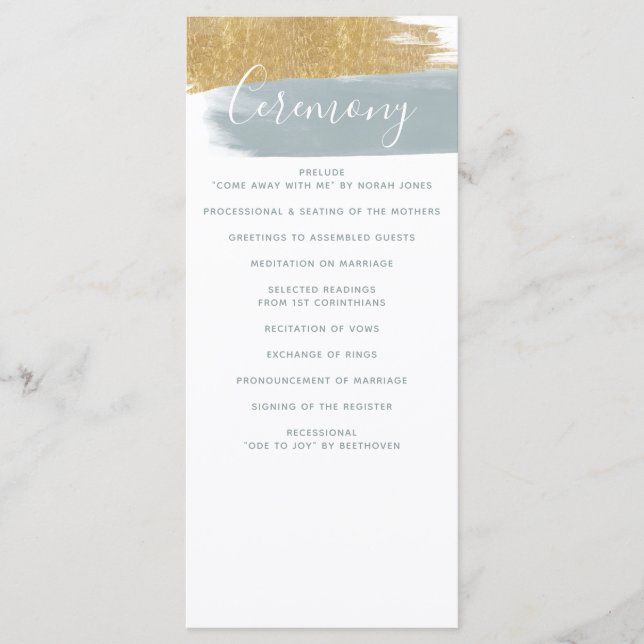 Programa Casamento de Caligrafia Minimalista Dourada Dusty  (Frente)