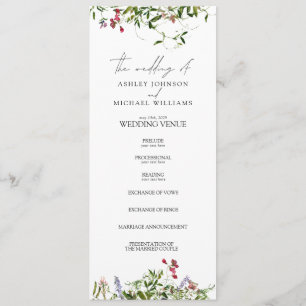 Programa Casamento de Caligrafia Moderno de Verão