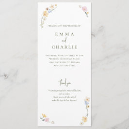 Programa Casamento de Cerimônia de Boho Floral Watercolor