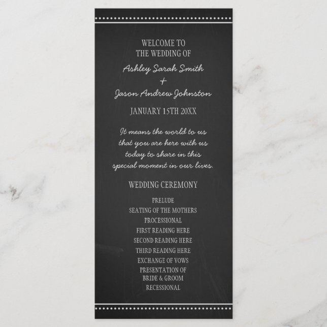 Programa Casamento de Chalkboard (Frente)