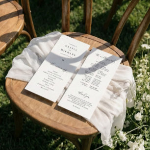 Programa Casamento de Coração Preto e Branco Simples e Eleg