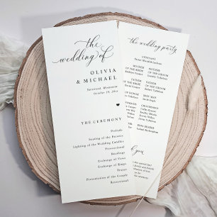 Programa Casamento de Coração Preto e Branco Simples e Eleg