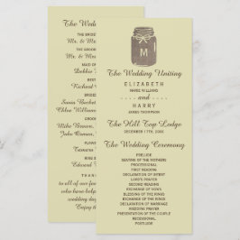 Programa Casamento de Country Burlap Mason Jar