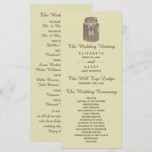 Programa Casamento de Country Burlap Mason Jar