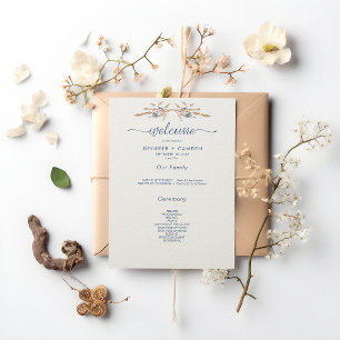 Programa Casamento de Creme Moderno de Cornualha Azul