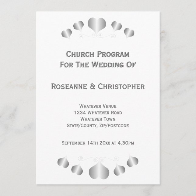 Programa Casamento de Design Corações de Prata (Frente)