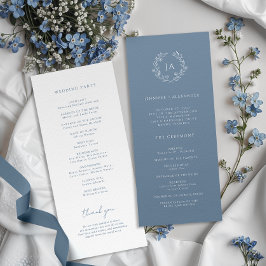 Programa Casamento de Dusty Blue Monograma