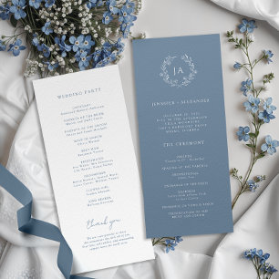 Programa Casamento de Dusty Blue Monograma