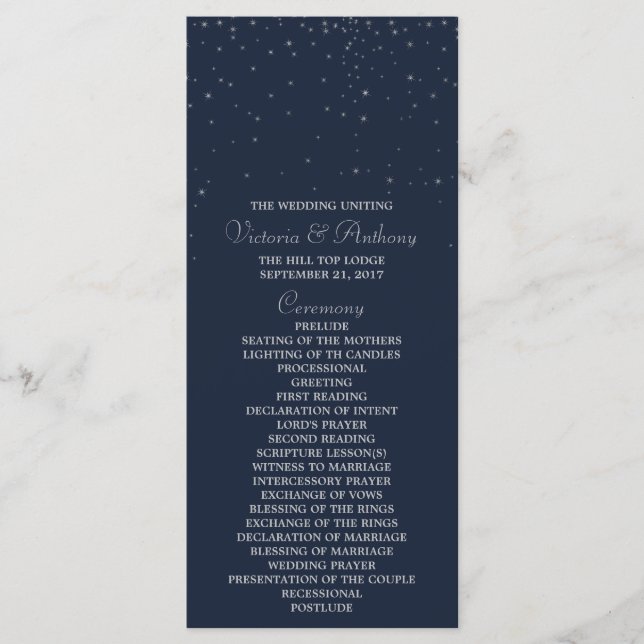 Programa Casamento de Estrelas Marinhos Elegantes e Silver  (Frente)