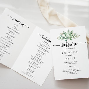 Programa Casamento de Eucalyptus dobrado por caligrafia min