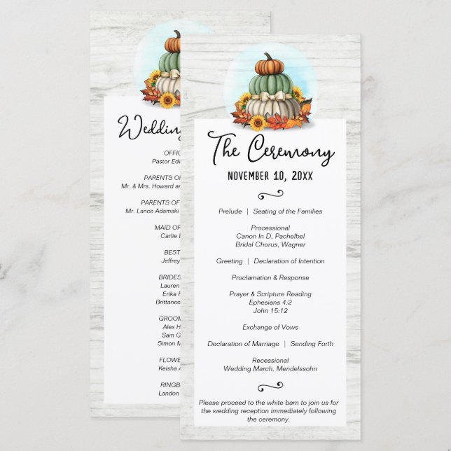 Programa Casamento de Fazenda Rústica de Sunflower Pumpkin (Frente/Verso)