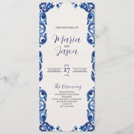 Programa Casamento de Fiesta Floral Elegante Azul Mexicano