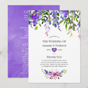 Programa Casamento de Flor de Aquarela Violeta Ultra